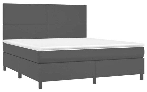 VidaXL Fekete Műbőr Ágy Matraccal - 160x200 cm