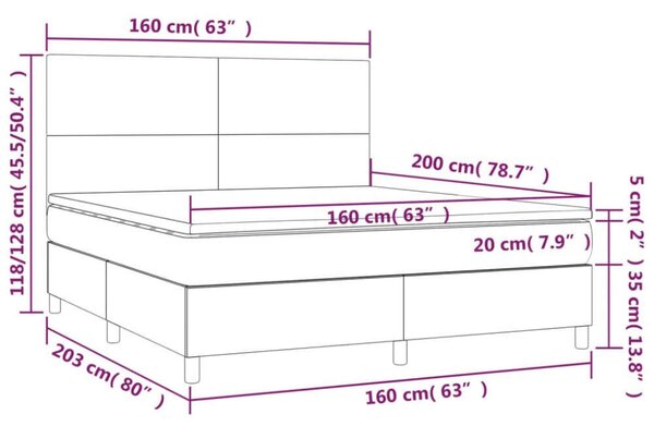 VidaXL Fekete Műbőr Ágy Matraccal - 160x200 cm