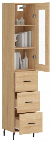 Magas Szekrény Sonoma Tölgy - 3 Fiók, 3 Polc - 180 cm