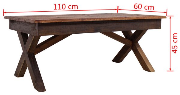 Rusztikus Dohányzóasztal - Tömör Fa - 110x60x45 cm