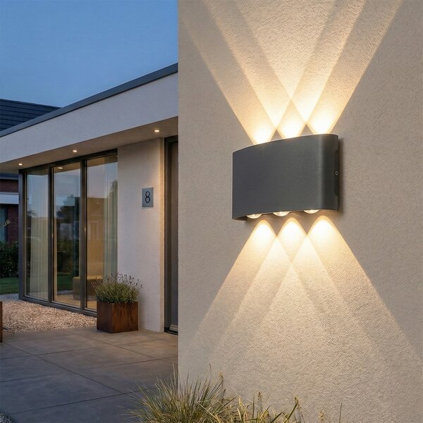 Kültéri fali lámpa sötétszürke LED-del 6 lámpás IP54 - Silly