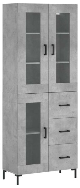 Modern Magas Szekrény - Beton Szürke - 69,5x34x180 cm