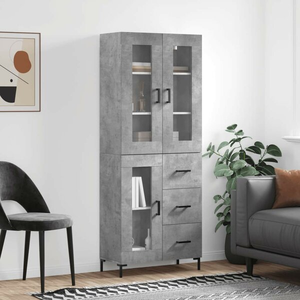 Modern Magas Szekrény - Beton Szürke - 69,5x34x180 cm