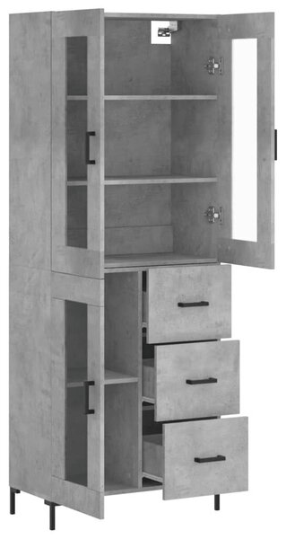Modern Magas Szekrény - Beton Szürke - 69,5x34x180 cm