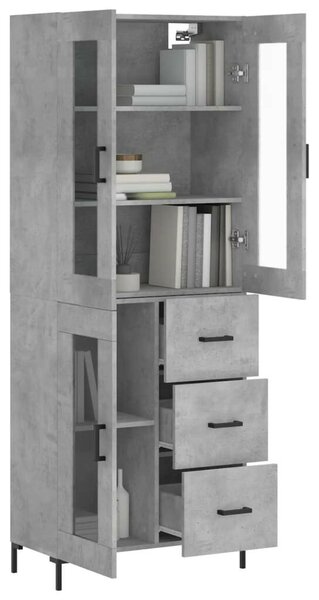 Modern Magas Szekrény - Beton Szürke - 69,5x34x180 cm