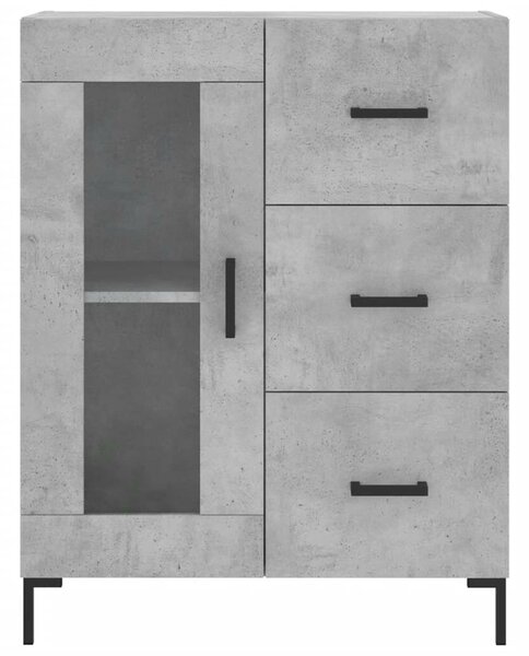 Modern Magas Szekrény - Beton Szürke - 69,5x34x180 cm