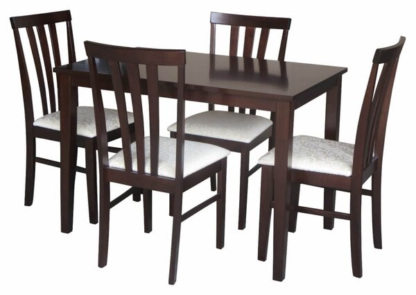 KONDELA Étkezőgarnitúra, wenge/szövet bézs, LESLIE NEW 1+4