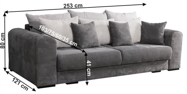 KONDELA Extra tágas kanapé, szürke/világosszürke/bézs, GILEN BIG SOFA