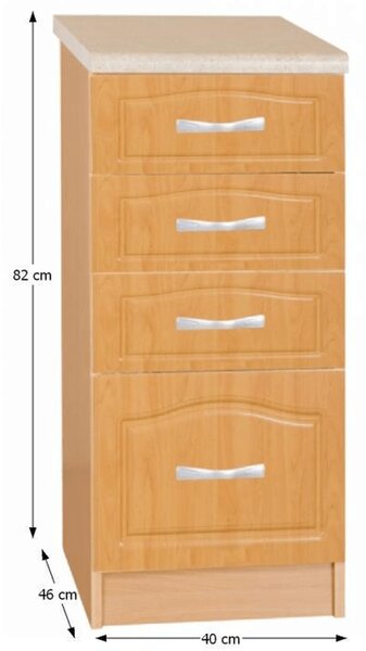 KONDELA Konyhaszekrény, alsó, égerfa, LORA MDF NEW KLASIK S40SZ4