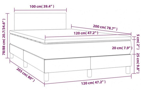 VidaXL Krémszínű Ágy Matraccal - 120x200 cm