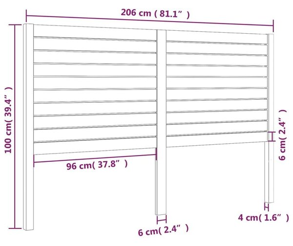 VidaXL Fehér Fenyőfa Ágyfejtámla - 206x100 cm