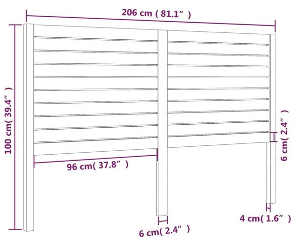 VidaXL Fehér Fenyőfa Ágyfejtámla - 206x100 cm