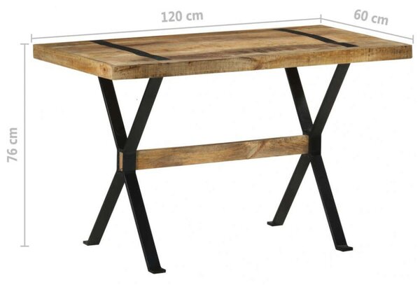 VidaXL Mangófa Étkezőasztal - Ipari Stílus - 120x60 cm