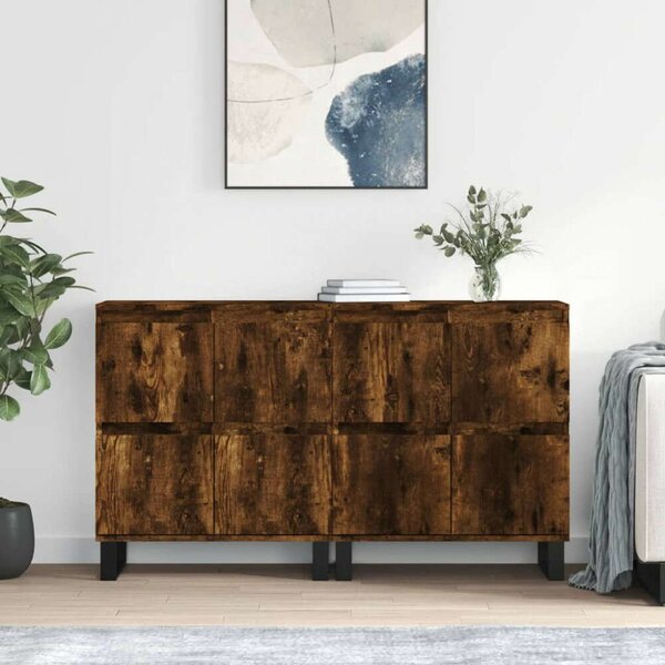 VidaXL Tölgyfa Tálalószekrény Szett - 2 db, 120x35x70 cm