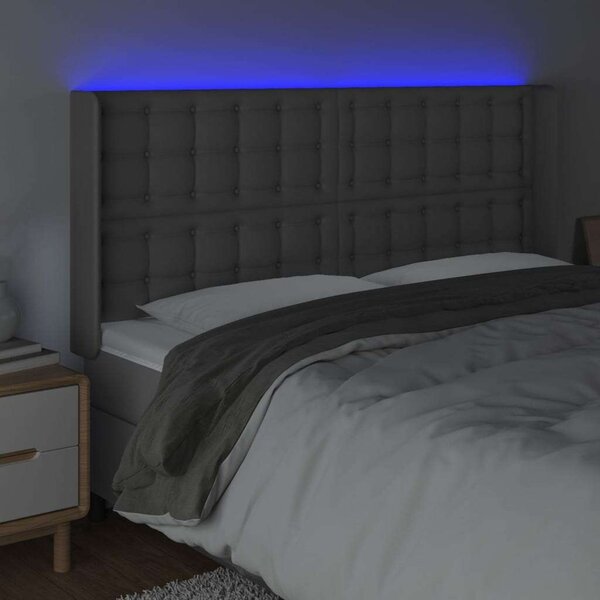 VidaXL LED-es Ágyfejtámla - Szürke Műbőr - 183cm