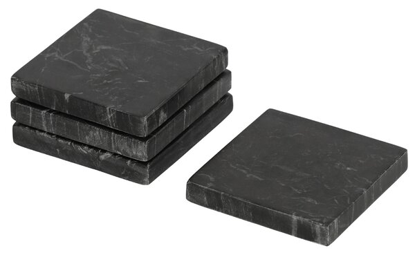 Fekete márvány négyszögletes poháralátét Kave Home Johana