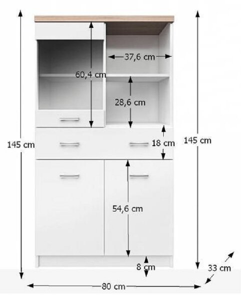 Vitrin Timmy Typ 02 2D1W1S/80