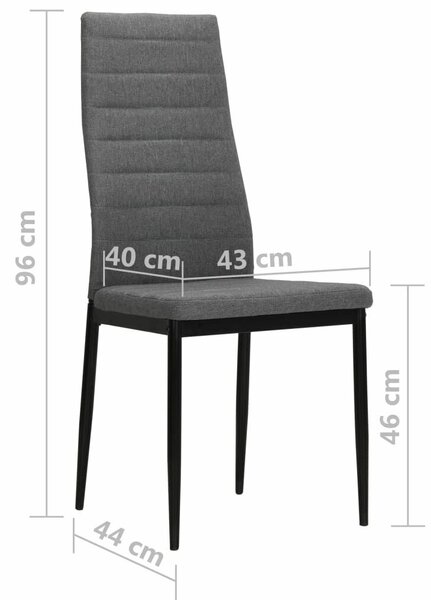 VidaXL Étkezőszék - Szövet - 4 db - Világosszürke