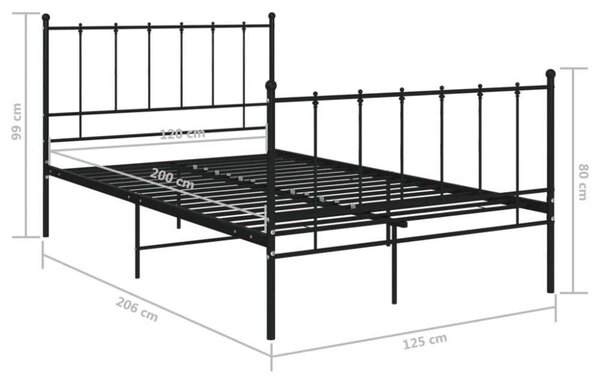 VidaXL fekete fém ágykeret 120 x 200 cm