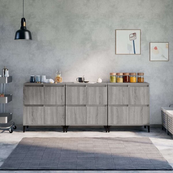 VidaXL Tálalószekrény Szett - Sonoma Szürke - 3 db - 60x35x70 cm