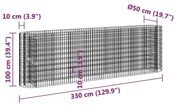 VidaXL Gabion Magaságyás - 330x50x100 cm