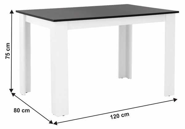 Étkezőasztal Plat (téglalap) (4 fő részére) (fehér + fekete)