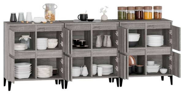 VidaXL Tálalószekrény Szett - Sonoma Szürke - 3 db - 60x35x70 cm