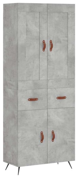 VidaXL Magas Szekrény - Betonszürke - 69,5x34x180 cm