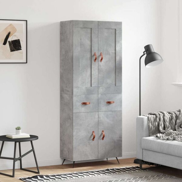VidaXL Magas Szekrény - Betonszürke - 69,5x34x180 cm