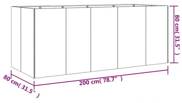 VidaXL corten acél kerti magaságyás 200x80x80 cm
