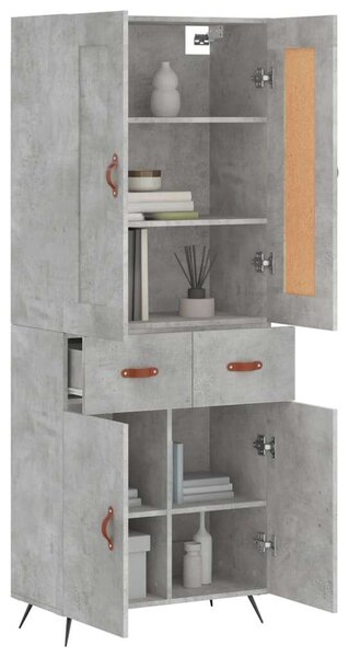 VidaXL Magas Szekrény - Betonszürke - 69,5x34x180 cm