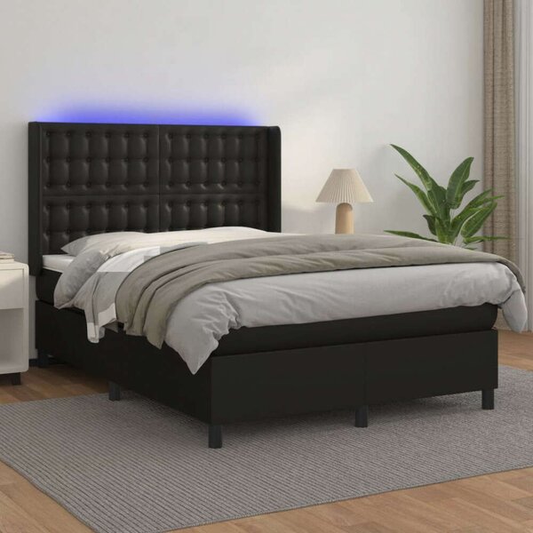VidaXL LED-es Ágy - Műbőr - 140x190 cm