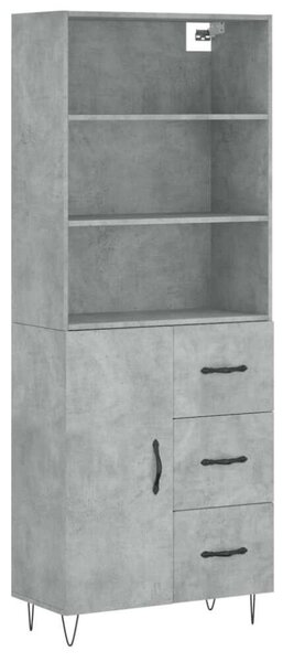 Magas Szekrény - Beton Szürke - 69,5x34x180 cm