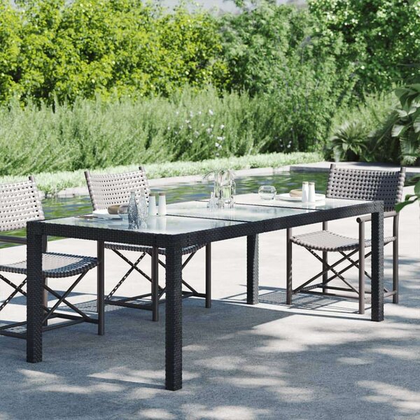 VidaXL fekete polyrattan és edzett üveg kerti asztal 190 x 90 x 75 cm