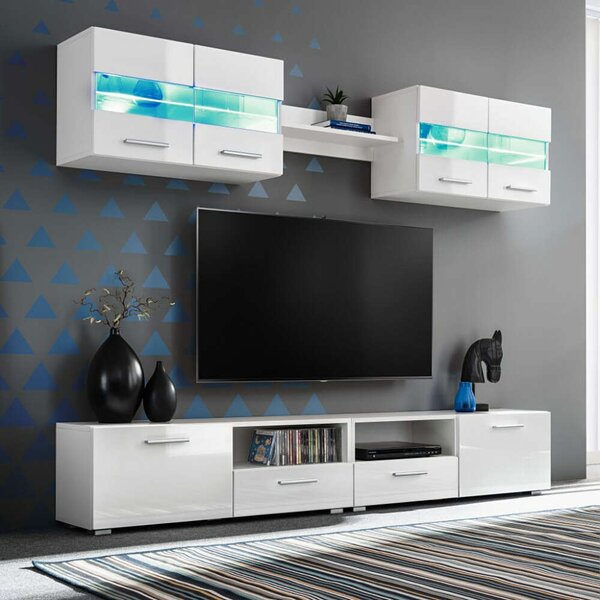 Modern TV Szekrény Szett - 5 Rész - Fehér