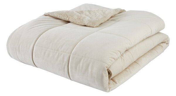 Krémszínű mikroplüss steppelt ágytakaró franciaágyra 200x220 cm Cosy Cord – Catherine Lansfield