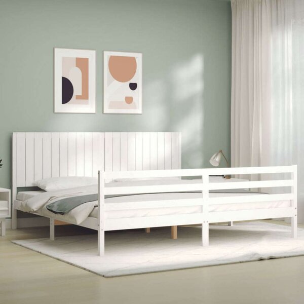 VidaXL tömör fa ágykeret fejtámlával 200 x 200 cm
