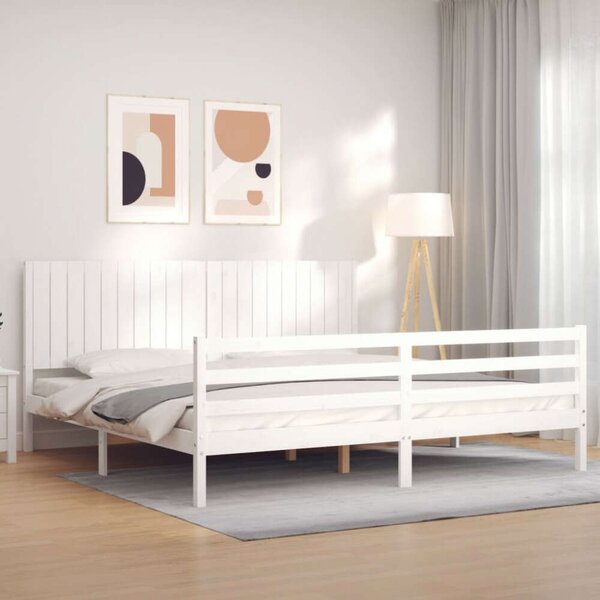 VidaXL tömör fa ágykeret fejtámlával 200 x 200 cm