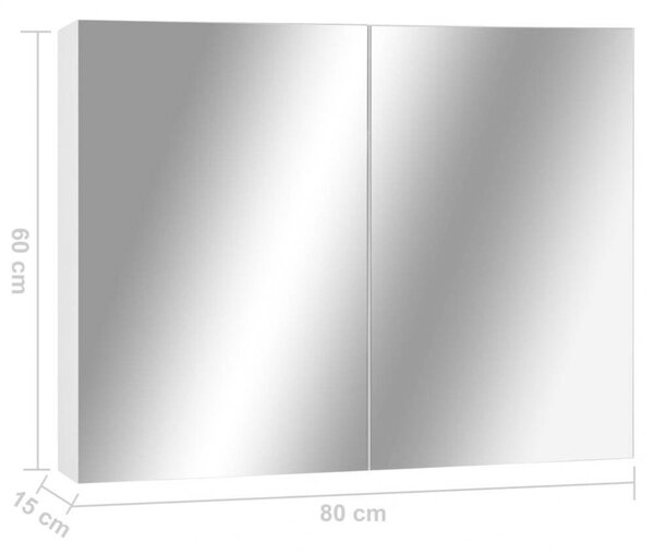 VidaXL Fürdőszobaszekrény - Tükör - 80x15x60 cm