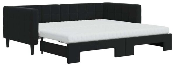 VidaXL fekete kihúzható bársony heverő matracokkal 90 x 190 cm