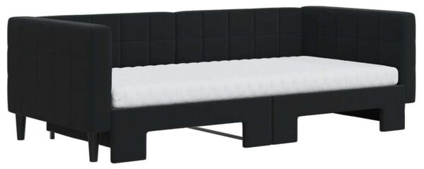 VidaXL fekete kihúzható bársony heverő matracokkal 90 x 190 cm