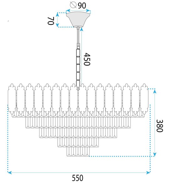 Mennyezeti függő lámpa G049-CP 60CM kristály arany