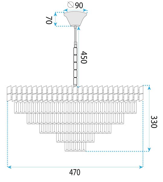 Mennyezeti függő lámpa G055-CP 50cm CHROME