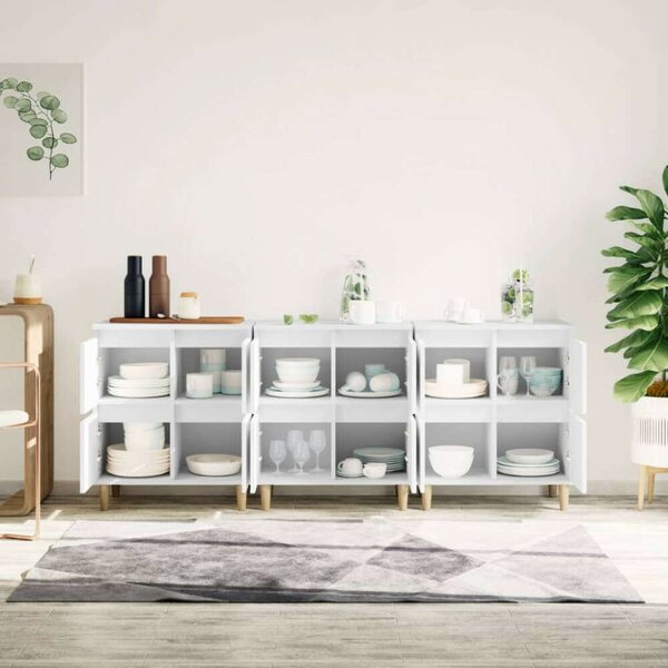 VidaXL Fehér Fa Tálalószekrény Szett - 3 db - 60x35x70 cm