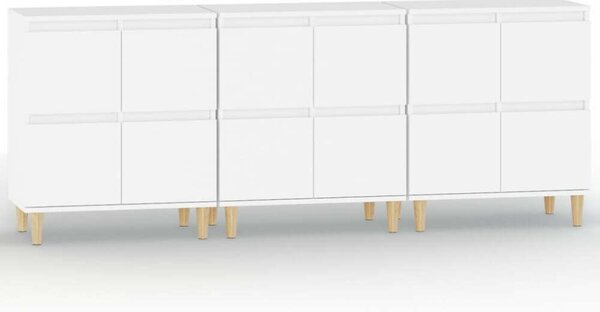 VidaXL Fehér Fa Tálalószekrény Szett - 3 db - 60x35x70 cm