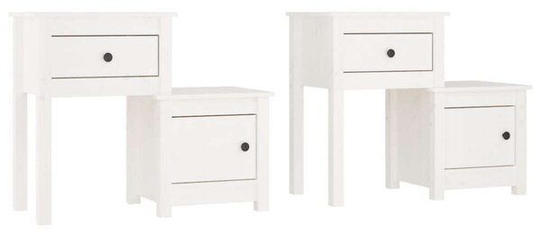VidaXL Fehér Fenyőfa Éjjeliszekrény Szett - 2 db, 79,5x38x65,5 cm