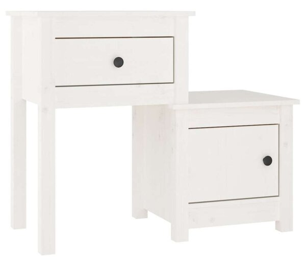 VidaXL Fehér Fenyőfa Éjjeliszekrény Szett - 2 db, 79,5x38x65,5 cm
