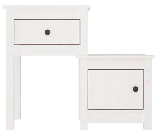 VidaXL Fehér Fenyőfa Éjjeliszekrény Szett - 2 db, 79,5x38x65,5 cm