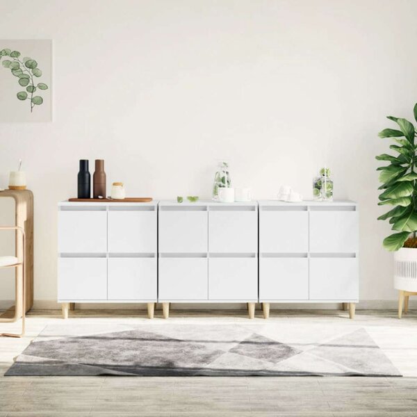 VidaXL Fehér Fa Tálalószekrény Szett - 3 db - 60x35x70 cm