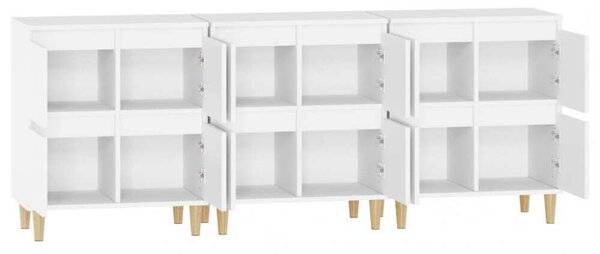 VidaXL Fehér Fa Tálalószekrény Szett - 3 db - 60x35x70 cm